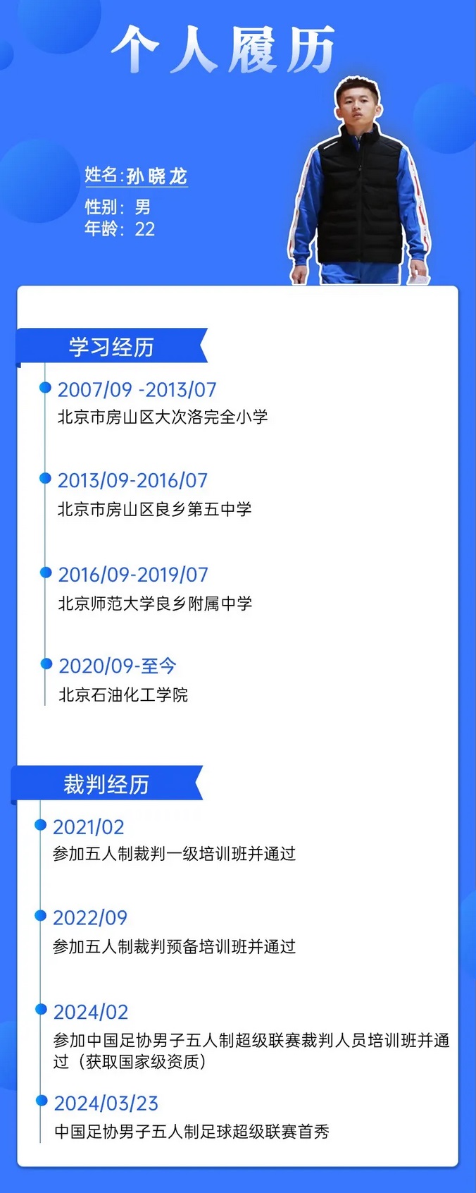 孙晓龙顺利完成五超首秀，成为北京最年轻的五